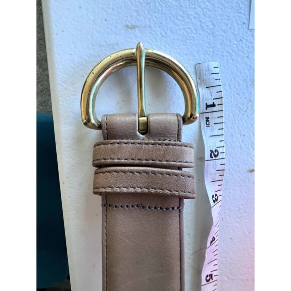 COACH LEATHER BELT D Ring BRASS BUCKLE # 8500 TAUPE COLOR SIZE M Made In USA - Picture 7 of 13